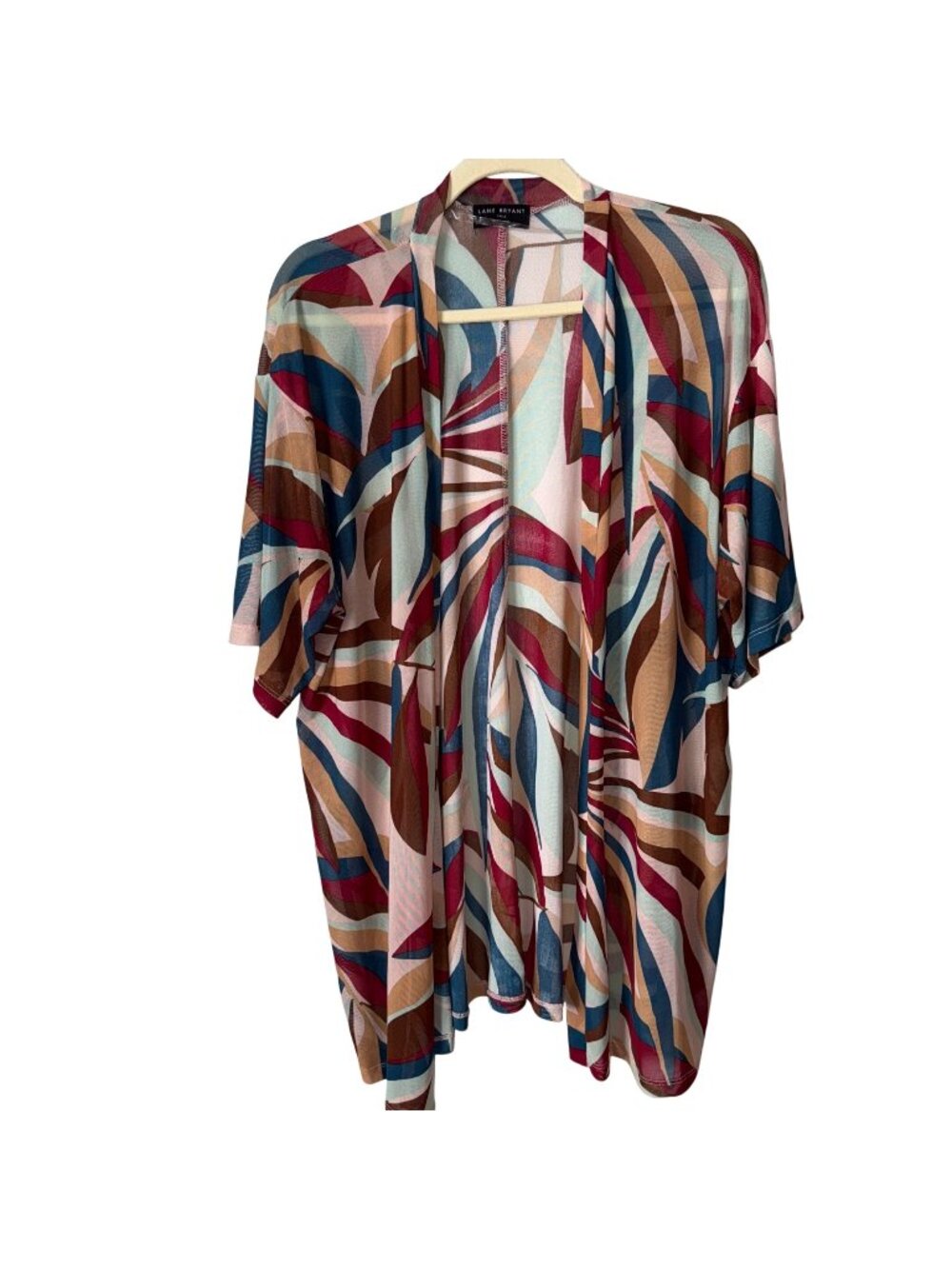 Lane Bryant Womens Abstract Print Kimono Cardigan Size 14/16 Multicolor